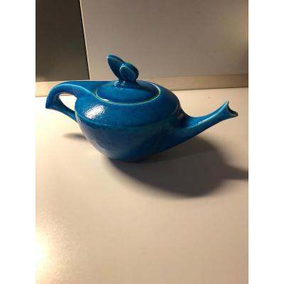 Teapot Signed Lachenal Blue