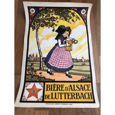 Old Poster By Hansi Biere d'Alsace Lutterbach