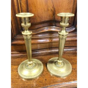 Pair Of Empire Bronze Candlesticks