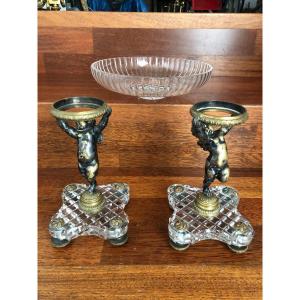 Pair Of Baccarat And Napoleon III Bronze Cups