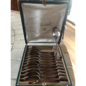 Box Of 12 Mocha Spoons Model Christofle Shells