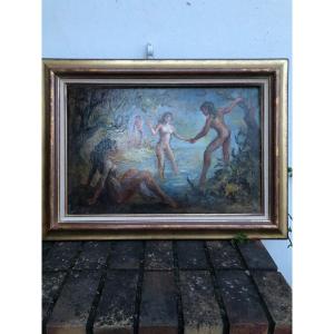 Peinture Alexis Hinsberger " Les Baigneuses"