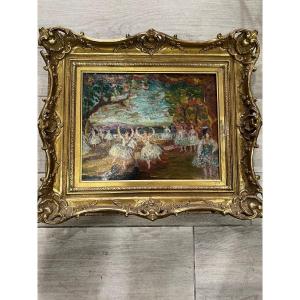 Oil On Panel Marcel Cosson Dancers