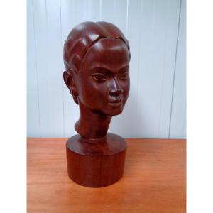 Head Of A Woman In Exotic Wood 