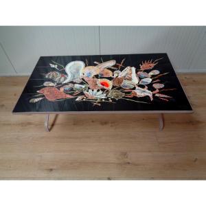  Guy Trévoux - Coffee Table With Shell Decoration