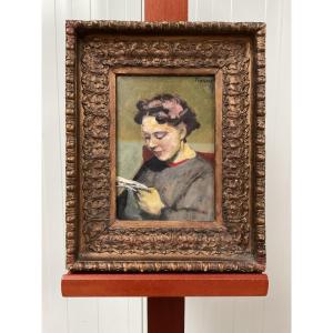 Gaston Simoes De Fonseca (1874-1943) Oil On Cardboard "portrait Of A Young Woman"