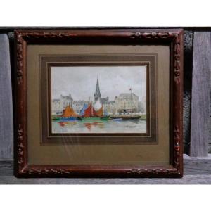 Watercolor Of Le Pouliguen By Marcel Jacquier