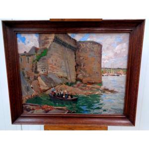Oil On Panel, Concarneau, By Osvald Poreau