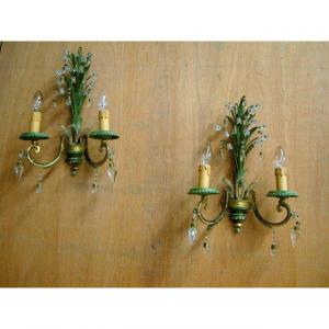 Pair Of Italian Crystal Sconces
