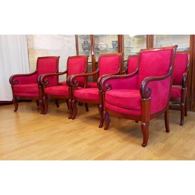 6 Armchairs And 2 Bergeres Restoration Period