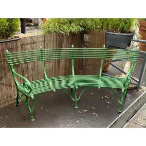 Curved Wrought Iron Bench Re-edition Of Arras Models