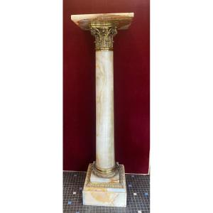 Onyx And Bronze Column With Swivel Top