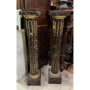 Pair Of Louis XVI Style Marble And Bronze Columns
