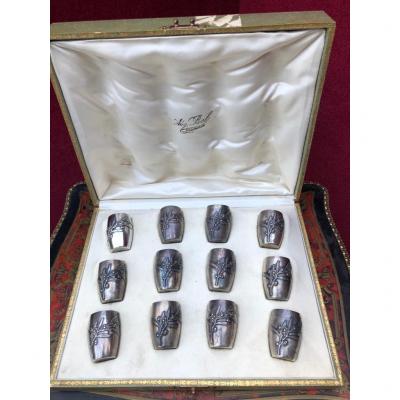 Box With 12 Sterling Silver Goblets