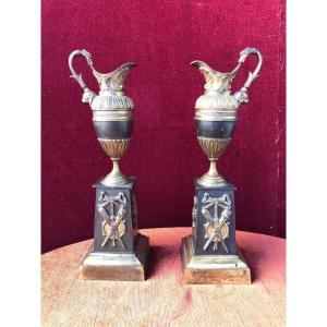 Pair Of Bronze Urns