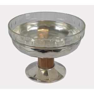 Silver-plated And Wood Bowl By Gallia