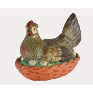 Victorian Box In The Shape Of A Hen Sitting On Its Eggs