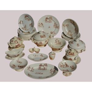 31-piece Tea Set From Lunéville With Punch And Judy Decoration