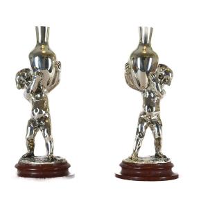 Pair Of Boys Carrying Amphorae By Louis Kley