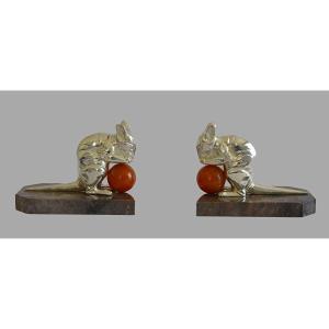 Pair Of Mouse Bookends By H. Moreau