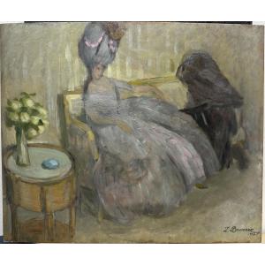 Zyg - Sigismond Leopold Brunner (1878-1961) Poland: "elegant Courted Study" Oil On Cardboard