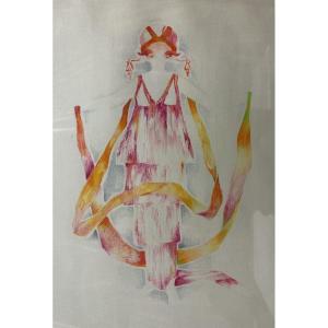 Jean Lamouroux Entraigues (1933-2008): "jarry On The Hill" Costume Project, Pastel