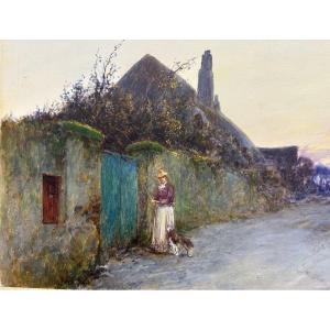 John White (1851-1933) Scottish/devon: "the Evening Mail" Watercolour And Gouache Size 29 X 47 Cm
