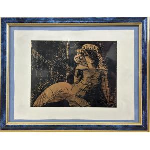 Marcel Gromaire 1892 - 1971: Portrait Of A Nude Woman - Signed Silkscreen On Metal 12 X 15 Cm