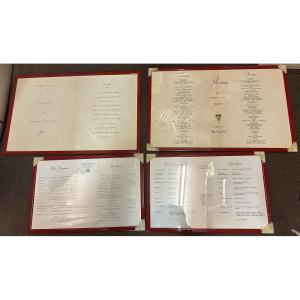 4 Menus From The 50s Ocean Liner: Ocean Liner France (2), Liberté (1) And Ile De France (1) 