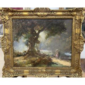 Albert Cresswell (1879-1936): Couple Near A Tree; Oil On Canvas Signed Lower Left, 55 X 73
