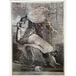 Max Ernst (1891-1976) After: Oedipus Print On Aluminum Paper Signed In The Plate Below