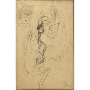 Pal (1855-1942) Jean De Paleolugu Romania; United States "french Cancan" Graphite, Charcoal