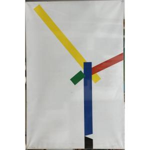Jean Legros (1917-1981) "la Grue De Beaubourg, 1978" Mixed Media On Canvas, Signed Lower Left