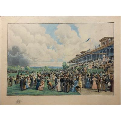 Raymond Joseph De Fournier-sarloveze (1836-?): "the Races In Auteuil"