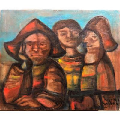 Eugène Fidler (1910-1990): "les Pêcheurs"; Ecole De Paris, Céramiste