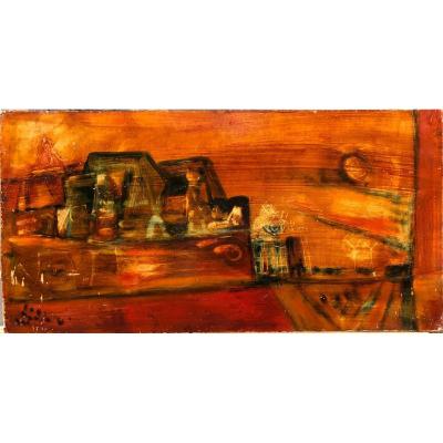 Eugène Fidler (1910-1990): "the City"; School Of Paris, Ceramist