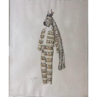 Émile Gallois (1882-1965), Attributed:"red Skin Indian Costume Study"