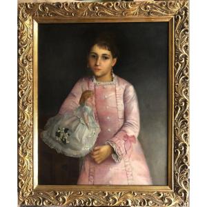 Carnig Eksergian (1855-1931): "armenian Girl With Her Doll" Armenian