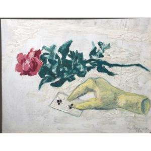 Olga Vasilievna Choumansky Or Olga De Courville (1896-1971): "surrealist Composition" Romania