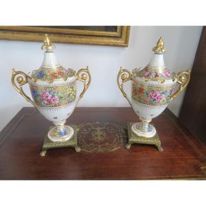 Pair Of Cassolette-covered Medici Vases