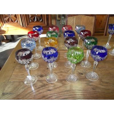 16 Colored Crystal Glasses