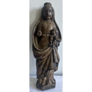 Painted Oak Virgin, 17th Century 
