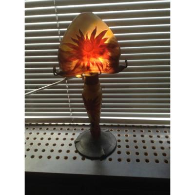 Très Belle Lampe Daum Nancy champignon en tête de bolet Époque Art Nouveau