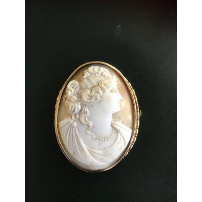 Large Gold Brooch Cameo