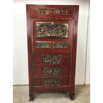 Chinese Secretary In Red China Lacquer