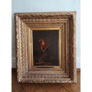 19th Century Painting Oil On Panel Signed Jean-louis Van Kuyck Belgian Painter Antwerp