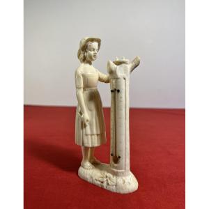 Ivory Thermometer - Bautain, Paris 19th Century 