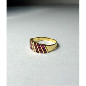Ring In 750 Gold - Diamonds And Rubies