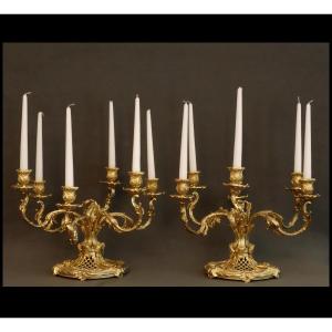 Pair Of Unusual Candelabras Louis XV XIXth