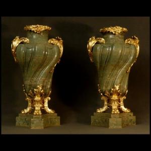 Pair Of Large 19th Century Serpentine Vases
